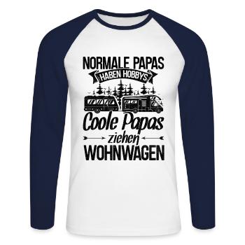 Normale Papas Haben Hobbys Coole Papas Ziehen Wohn - Unisex Baseballshirt langarm - Weiß/Navy - Vorne - Nik (191cm)