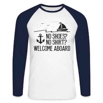 Sailing Sailboat No Shoes ? No - T-shirt baseball manches longues Homme - blanc/marine - Devant - Nik (191cm)
