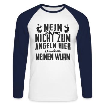 Angler Angel Geschenk Für Angler - Unisex Baseballshirt langarm - Weiß/Navy - Vorne - Nik (191cm)
