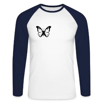 Butterfly Insect Butterflies - Unisex Long Sleeve Baseball T-Shirt - white/navy - Front - Nik (191cm)