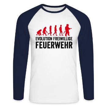 Evolution freiwillige Feuerwehr Geschenk Feuerwehr - Unisex Baseballshirt langarm - Weiß/Navy - Vorne - Nik (191cm)