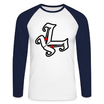 JJ bösartig aber stylisch - Unisex Baseballshirt langarm - Weiß/Navy - Vorne - Nik (191cm)