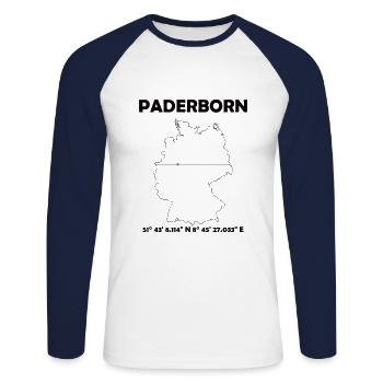 Paderborn Carte - T-shirt baseball manches longues Homme - blanc/marine - Devant - Nik (191cm)