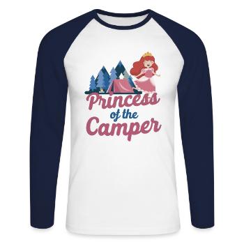 Camping Family Tent Cute Princess - T-shirt baseball manches longues Homme - blanc/marine - Devant - Nik (191cm)