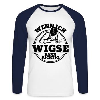 WIG Schweißer Metallbauer Lustiger Metaller Spruch - Unisex Baseballshirt langarm - Weiß/Navy - Vorne - Nik (191cm)