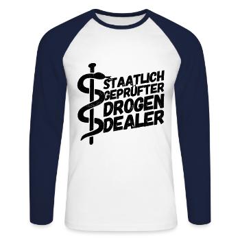 Apotheker Apotheke Pharmazeut - Unisex Baseballshirt langarm - Weiß/Navy - Vorne - Nik (191cm)