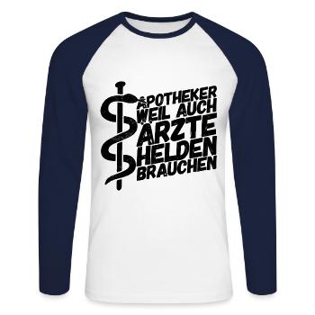 Apotheker Apotheke Pharmazeut - Unisex Baseballshirt langarm - Weiß/Navy - Vorne - Nik (191cm)