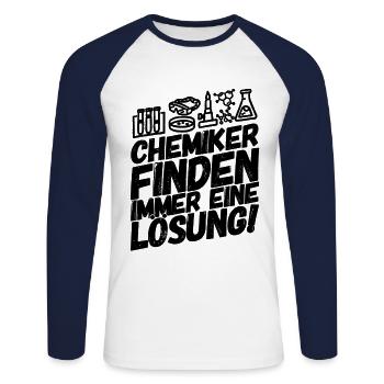 Chemiker chemisch Chemie - Unisex Baseballshirt langarm - Weiß/Navy - Vorne - Nik (191cm)