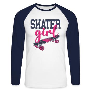 Skateboard Vintage Skater Girl - T-shirt baseball manches longues Homme - blanc/marine - Devant - Nik (191cm)