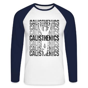 Calisthenics Calisthenics - Unisex Baseballshirt langarm - Weiß/Navy - Vorne - Nik (191cm)