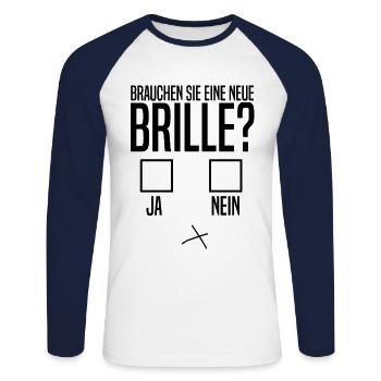 Augenoptiker Optiker Augenarzt - Unisex Baseballshirt langarm - Weiß/Navy - Vorne - Nik (191cm)
