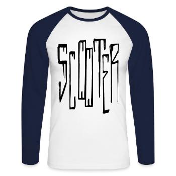 scooter - Unisex Long Sleeve Baseball T-Shirt - white/navy - Front - Nik (191cm)
