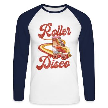 Cool Roller Skating Skate Girl - Unisex Baseballshirt langarm - Weiß/Navy - Vorne - Nik (191cm)