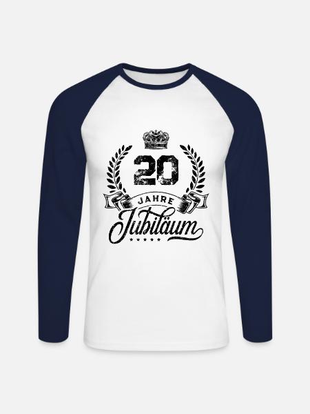 20 Zahl Kranz - Unisex Baseballshirt langarm - Weiß/Navy