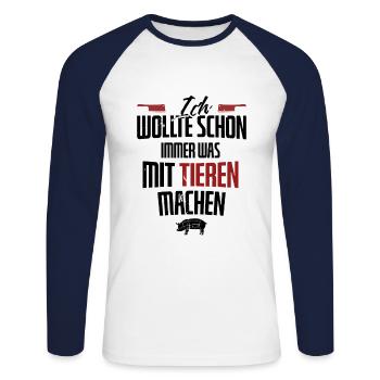 Metzger - Unisex Baseballshirt langarm - Weiß/Navy - Vorne - Nik (191cm)