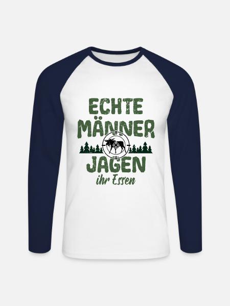 Jäger Jäger Jagd - Unisex Baseballshirt langarm - Weiß/Navy