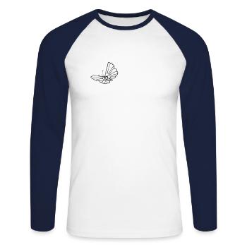 Schmetterling Insekt Schmetterlinge - Unisex Baseballshirt langarm - Weiß/Navy - Vorne - Nik (191cm)