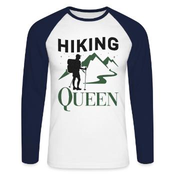 Female Hiker Girl Hiking Queen - Unisex Baseballshirt langarm - Weiß/Navy - Vorne - Nik (191cm)