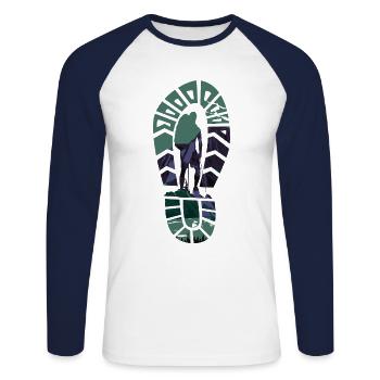 Hiker Shoeprint Hiking - T-shirt baseball manches longues Homme - blanc/marine - Devant - Nik (191cm)
