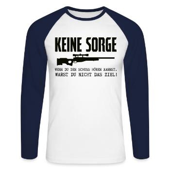 Keine Sorge, du warst nicht das Ziel Gewehr Jagen - Unisex Baseballshirt langarm - Weiß/Navy - Vorne - Nik (191cm)