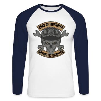 Sons Of Ibuprofen Arthritis Chapter - Unisex Baseballshirt langarm - Weiß/Navy - Vorne - Nik (191cm)