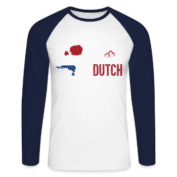 Netherlands Flag Map Heartbeat for Dutch Pride - T-shirt baseball manches longues Homme - blanc/marine - Devant - Nik (191cm)