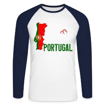 Portugal Flag Map Heartbeat for Portuguese Pride - T-shirt baseball manches longues Homme - blanc/marine - Devant - Nik (191cm)
