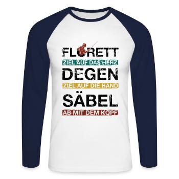 Fechten Fechten - Unisex Baseballshirt langarm - Weiß/Navy - Vorne - Nik (191cm)