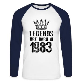 1983 legends born in - T-shirt baseball manches longues Homme - blanc/marine - Devant - Nik (191cm)