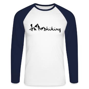 Montagnes Randonnée Hiking - T-shirt baseball manches longues Homme - blanc/marine - Devant - Nik (191cm)