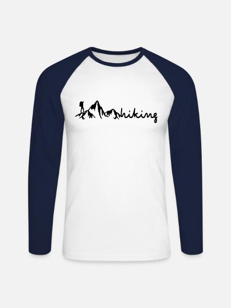 Berge Wandern Hiking - Unisex Baseballshirt langarm - Weiß/Navy