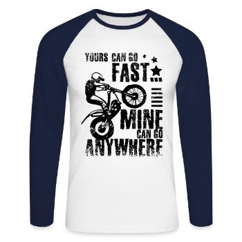 Moto trial bike presque - T-shirt baseball manches longues Homme - blanc/marine - Devant - Nik (191cm)