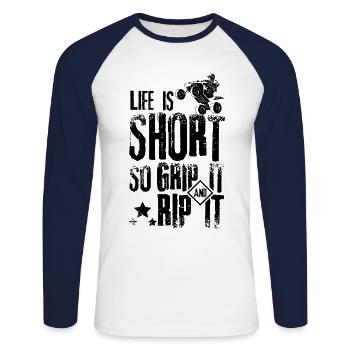 Life atv quad - Unisex Long Sleeve Baseball T-Shirt - white/navy - Front - Nik (191cm)