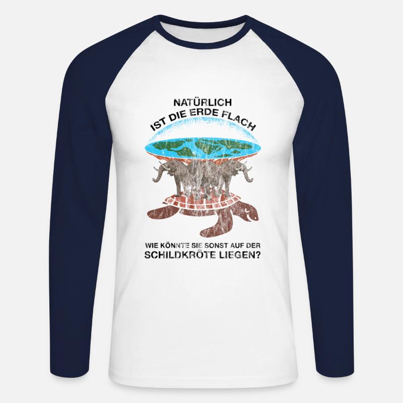 Flat Earth - Unisex Baseballshirt langarm - Weiß/Navy