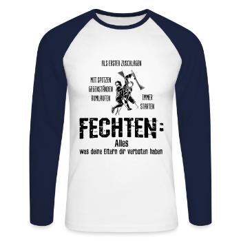 Fechten Fechten - Unisex Baseballshirt langarm - Weiß/Navy - Vorne - Nik (191cm)