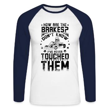 Go Kart never touch the Brakes - T-shirt baseball manches longues Homme - blanc/marine - Devant - Nik (191cm)