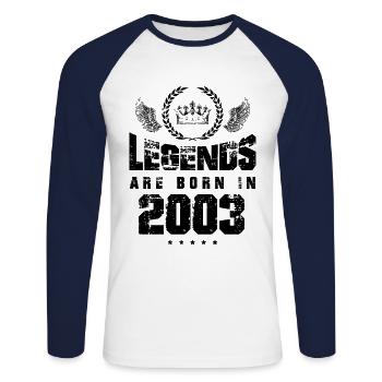 2003 legends born in - T-shirt baseball manches longues Homme - blanc/marine - Devant - Nik (191cm)