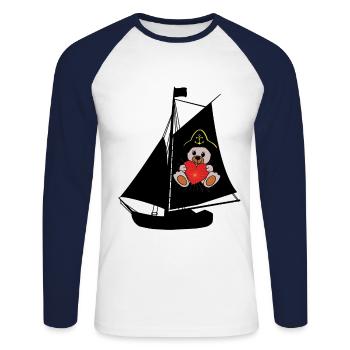 voilier voilier voilier bateau maritime Teddy Ahoy - T-shirt baseball manches longues Homme - blanc/marine - Devant - Nik (191cm)