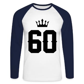 60 couronnes nombre - T-shirt baseball manches longues Homme - blanc/marine - Devant - Nik (191cm)