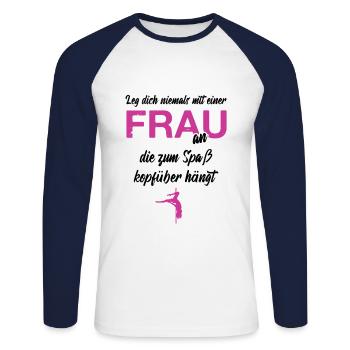 Pole Dance - Unisex Baseballshirt langarm - Weiß/Navy - Vorne - Nik (191cm)