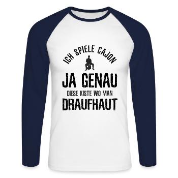 Cajon Cajon Drummer - Unisex Baseballshirt langarm - Weiß/Navy - Vorne - Nik (191cm)
