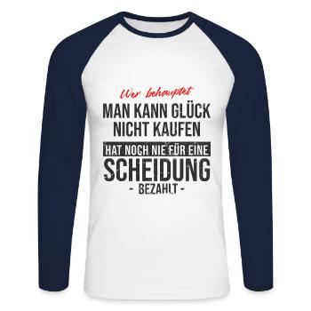 Scheidung - Unisex Baseballshirt langarm - Weiß/Navy - Vorne - Nik (191cm)