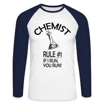 Chemist funny - Unisex Long Sleeve Baseball T-Shirt - white/navy - Front - Nik (191cm)