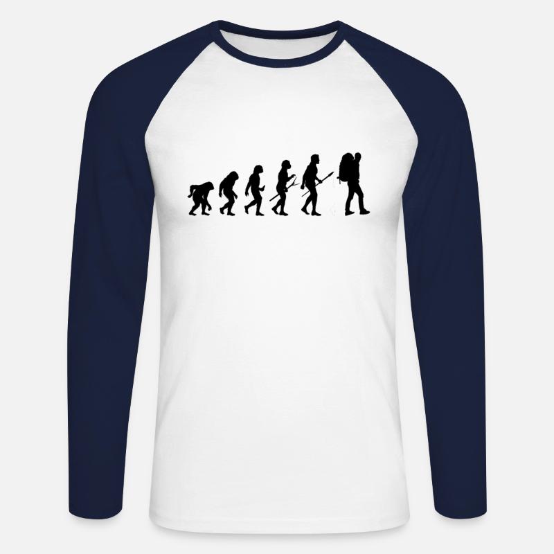 Hiking Wanderer Evolution - Unisex Long Sleeve Baseball T-Shirt - white/navy
