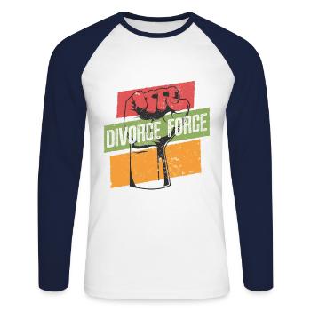 Scheidung Witziger Trennung Spruch Für Scheidung - Unisex Baseballshirt langarm - Weiß/Navy - Vorne - Nik (191cm)