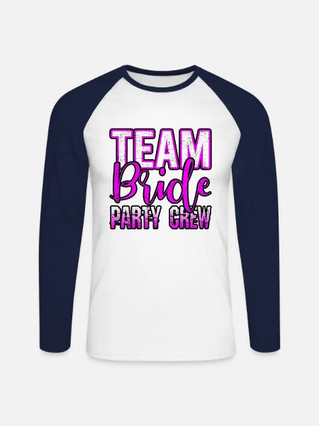 bride party crew - Unisex Baseballshirt langarm - Weiß/Navy