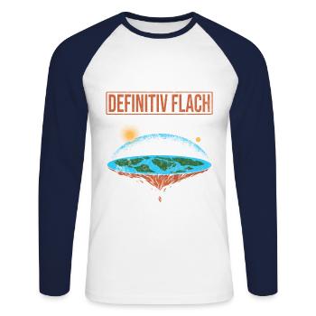 Flat Earth - Unisex Baseballshirt langarm - Weiß/Navy - Vorne - Nik (191cm)