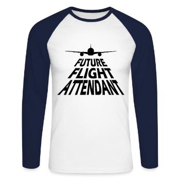 Future stewardess - Unisex Baseballshirt langarm - Weiß/Navy - Vorne - Nik (191cm)