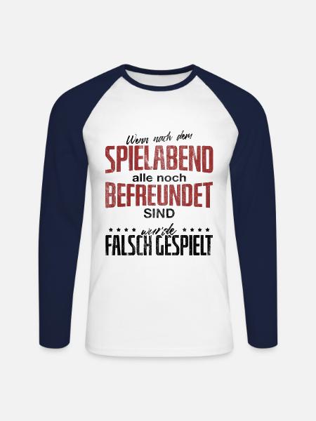 Brettspiele - Unisex Baseballshirt langarm - Weiß/Navy