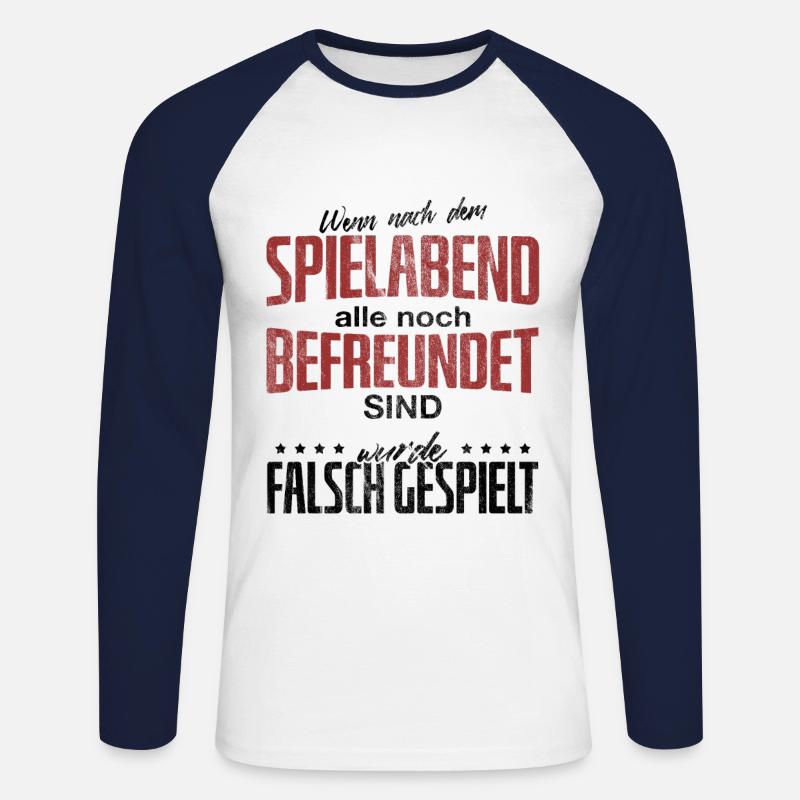 Brettspiele - Unisex Baseballshirt langarm - Weiß/Navy
